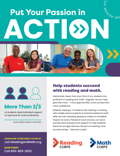 Reading and Math Corps Tutors Needed